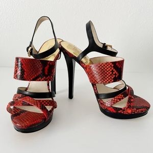 Michael Kors Nadja Platform Snake Embossed Sandals